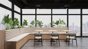 Meubles de restaurant design d'usine, luxe léger, café, sièges incurvés, banquet, banquettes en bois, tables - Product Image 4