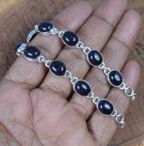 Blue Sunstone Sterling Silver <b>Adjustable</b> <b>Bracelet</b> Handmade Gemstone Jewelry Elegant Gift For Women - Product Image 4