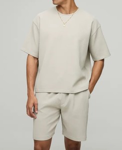 Último diseño camiseta con pantalones cortos a juego conjunto de pantalones cortos de dos piezas para hombre precio más bajo conjunto doble manga corta hombres cuello redondo comodidad - Product Image 4