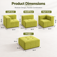 Canapé modulaire moderne avec design en forme de L flexible, revêtement doux et emballage compressé sous vide pour salon