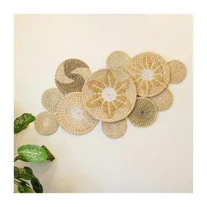 Handmade Wood Tassel Bead Garland With Jute Rustic Wall Rattan