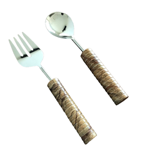 Servidor de ensalada hecho a mano, cubiertos de acero, servidor de ensalada con mango en zigzag para servir comida, cuchara de nuevo diseño - Product Image 6
