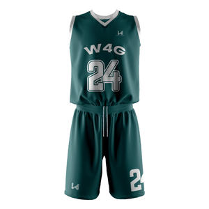 Ensemble de maillots de basket-ball W4G personnalisés pour hommes 100% polyester évacuation de l'humidité séchage rapide respirant sans manches transfert de chaleur imprimé - Product Image 5