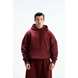 เสื้อฮู้ดดี้ทรงใหญ่ Y27 รุ่น Heavy Boxy สีมารูน ผ้าเฟรนช์เทอร์รี่ 520 GSM ปักลาย 3 มิติ พิมพ์ลายสกรีน นินจา ฮู้ดดี้สำหรับฤดูหนาว ไซส์ XL - Product Image 3