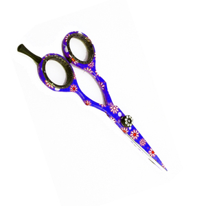 Tijeras de corte de pelo recubiertas de papel de Flor de sol peluquero con cuchillas de acero afiladas tijeras de peluquería con reposapiés negro - Product Image 5