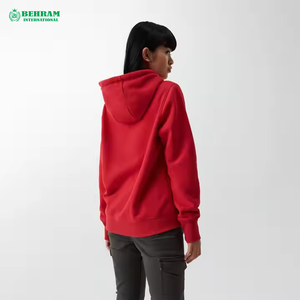 เสื้อฮู้ดสีแดงล้วน แขนยาว ผ้าฟลีซ มีกระเป๋า ระบายอากาศได้ดี เหมาะสำหรับใส่ในฤดูใบไม้ร่วง น้ำหนัก 350 GSM แบบเรียบ - Product Image 6
