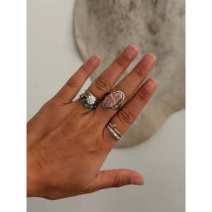 Navajo-<b>Crafted</b> Cultural Collectible Rhodochrosite & Sterling Silver Ring Size 8.25 - Product Image 2