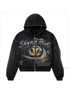 Nouveau sweat-shirt à capuche décontracté tendance en coton 100% tricoté uni à manches longues Y2K avec motif personnalisé pour hommes et femmes, couple - Product Image 1