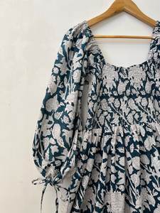 Robe Maxi d'été élégante pour femmes à la mode Design imprimé fleuri confortable Style occidental régulier 100% coton - Product Image 6