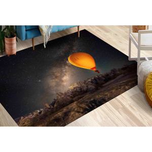 Alfombra de Cappadocia con Diseño de Globo Aerostático: Decoración de Noche Estrellada de la Vía Láctea, Alfombra Suave con Pelo Largo - Product Image 1