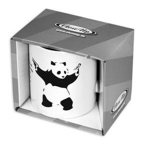 Mug en céramique design Banksy Panda, capacité 240 ml, avec anse, compatible micro-ondes, mug à café fantaisie en argile pour la lutte contre le racisme, idéal pour les cadeaux promotionnels - Product Image 2