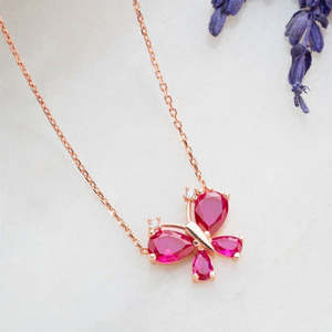 Collier pendentif libellule en cristal de pierre de zircon rouge par Hallmark - Product Image 3