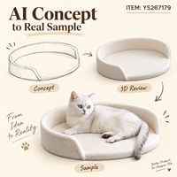 Coussin rond en peluche Yangyangpet pour chat avec ouverture frontale