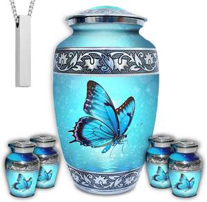 Set of 6 Butterfly Decorative Cremation <b>Urns</b> for Ashes for Women & Men Includes 1 <b>Large</b> <b>Urn</b> with 4 Small Keepsakes & 1 Necklace - Product Image 1
