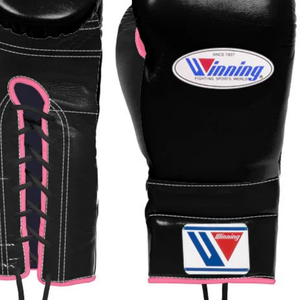 Winning <b>Lace</b> Up Boxing Gloves Black Pink Premium Genuine Leather Professional Boxing Training Sparring Gloves Women Friendly Fit - Product Image 4