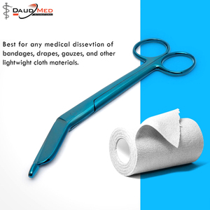 กรรไกรตัดผ้าพันแผลที่ใช้ในการผ่าตัดมีปลายทู่และปลายทู่สีฟ้า - Product Image 6