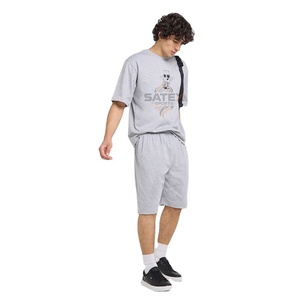 Ensemble deux pièces d'été unisexe léger et élégant pour homme, 100 % coton respirant, haut à manches courtes décontracté et short, couleur personnalisable - Product Image 2