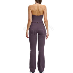 Ensemble de yoga premium pour femme, 2 pièces, taille haute élastique, léger, en Spandex/Nylon, personnalisable, pour la maison et le studio - Product Image 3