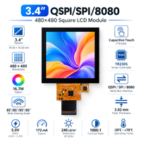 Écran LCD TFT IPS carré de 3,4 pouces avec interface QSPI SPI 8080, résolution 480x480, tactile capacitif pour panneau industriel