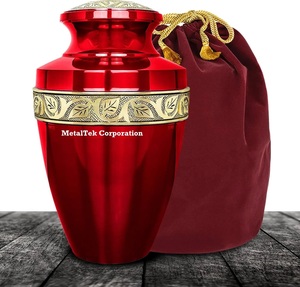 Urna de cremación de latón rojo verde negro brillante para cenizas humanas estilo adulto americano de alta calidad más vendidos urnas funerarias griegas - Product Image 2