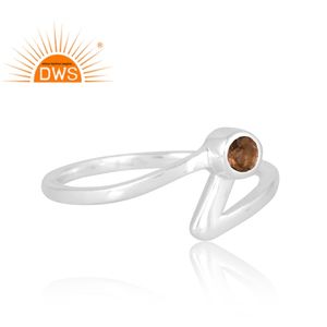 แหวนพลอยสโมคกี้ธรรมชาติทำจากเงินสเตอร์ลิงเครื่องประดับตามสั่งสำหรับเป็นของขวัญสำหรับผู้หญิง - Product Image 4
