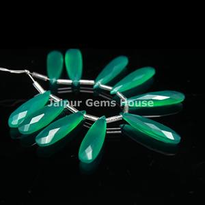 Superventas hermoso ónix verde largo en forma de lágrima Briolette cuentas 5 pares de cuentas de ónix hacer pendientes regalo para mujeres - Product Image 4