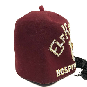 Chapeau d'officier maçonnique, fez Shriners brodé de strass et de fils dorés avec pompon, fez Shriners sportif - Product Image 4