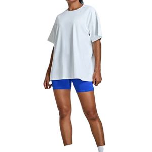 T-shirt pour femme, hauts d'été en coton, couleurs unies, t-shirts vierges, col rond, vêtements pour femme, grandes tailles, prix de gros, logo personnalisé 2026 - Product Image 3