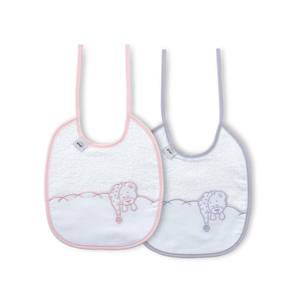 Juego de Baberos para Bebés de 0 a 12 Meses, 100% Algodón, Gris y Rosa con Adorable Estampado de Animales (Paquete de 2 Unidades) - Product Image 1