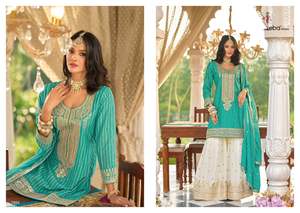 Chinon étnico atractivo con estampado digital y bordado Salwar Suit Mujer Moda DE LA India a precio mayorista - Product Image 4