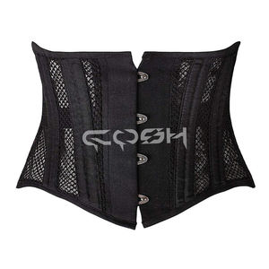 Corset amincissant noir en maille avec baleines en acier pour sculpter la taille - Product Image 1
