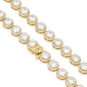 Collar de diamantes de plata redondo Halo de alta calidad, cadenas chapadas en plata para ocasiones de boda, collar de diamantes de moissanita - Product Image 1