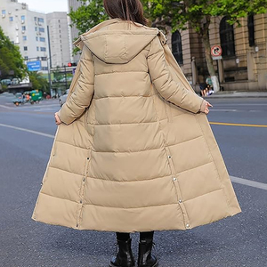 Chaqueta larga acolchada para mujer con diseño de cuello personalizado de manga larga/chaqueta acolchada larga de gran tamaño personalizada para mujer - Product Image 5