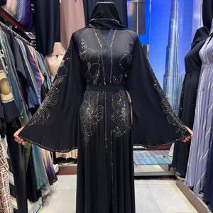 Ropa Islámica Tradicional Hermosa y Negra para Mujer de Dubái 2024 Abaya de Arabia Saudita Abaya de Dubái Ropa Musulmana del Golfo - Product Image 1