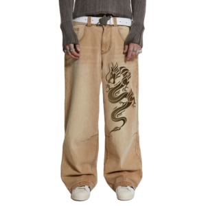 StreetwearBaggy Jeans New Washed Black Denim Baggy Flare Jeans para hombres Transpirable Moda personalizada Transpirable, RECTO, Jeans para hombre - Product Image 1