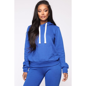 Sudadera con Capucha Azul y Pantalones Deportivos para Mujer, 100% Algodón Felpa, Estampado Personalizado, Talla Grande, Unisex, Conjunto Deportivo - Product Image 5