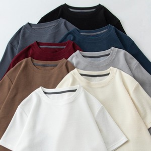 Camiseta de Manga Corta de Punto Waffle para Hombre, Precio de Fábrica de Bangladesh y China, Cuello Redondo, Ajuste Holgado, Estilo Japonés - Product Image 1
