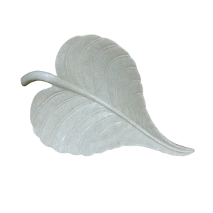 Feuille décorative artisanale en pierre naturelle blanche, dessus de table, sculpture de feuille de marbre blanc - Product Image 6