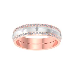 แหวนแต่งงานผู้หญิงประดับเพชรขนาด14K สีโรสโกลด์สไตล์โรแมนติกขนาดเล็กมีใบรับรอง IGI - Product Image 4