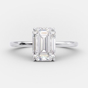 Bague en diamant taille émeraude en or massif 10 carats diamant cultivé en laboratoire mariage diamant taille émeraude bague de fiançailles bijoux de proposition - Product Image 1