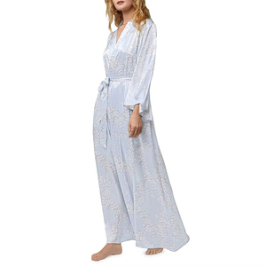 Ropa de dormir de Control de alta calidad, conjunto de vestido de mujer, ropa de dormir larga de satén de seda suave para mujer, ropa activa cómoda de Color sólido - Product Image 4