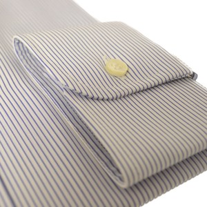 Camicia da uomo nel 100% cotone di alta qualità a righe blu sottili seguendo l'esportazione della tradizione Made in Italy - Product Image 6
