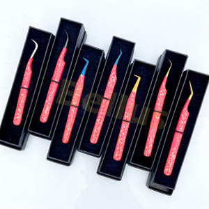 แหนบขนตาปลอมสีชมพูแบบกำหนดเองอุปกรณ์ต่อขนตาเพิ่มวอลลุ่มแบบมืออาชีพฉลากส่วนตัวทำจากสเตนเลสขายส่ง - Product Image 1