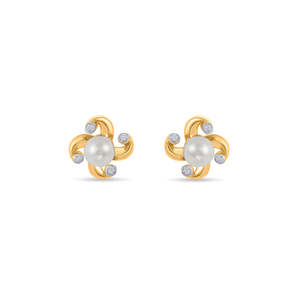 14k Gold <b>Diamond</b> <b>Pearl</b> Bloom Hoop <b>Earrings</b> for Women Religious Engagement Gift - Product Image 3