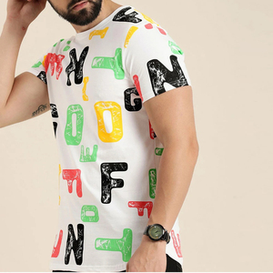 T-shirt pour homme en coton 100% avec impression sérigraphique, coupe ample, col rond, style décontracté, prix de gros, service OEM - Product Image 2