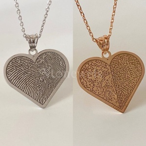 Pendentif en forme de coeur d'empreinte digitale en or pendentifs et breloques de bijouterie fine symbole d'amour personnalisé de 9K à 24K pour les couples cadeau de mariage - Product Image 2