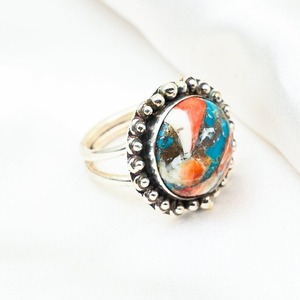 Tendencia 925 plata esterlina turquesa piedra preciosa anillo joyería hecha a mano plata estilo bohemio anillo joyería para mujeres regalo para niñas - Product Image 4