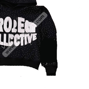 Chándales Personalizados Negros de Invierno con Capucha, Bordado Desgastado, 100% Algodón, Ligeros, Unisex, Más Vendidos - Product Image 6