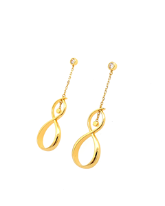 แหวนอินฟินิตี้และต่างหูห้อยห้อยทองเค18K สำหรับผู้หญิงใส่ได้ทุกวันความสุขบุปผา - Product Image 4