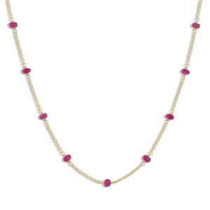GOODSTONE, collar relleno de oro amarillo de Plata de Ley 925 para mujer, cadena con cuentas de rubí Natural, joyería de piedra natal 18, regalo de boda - Product Image 1